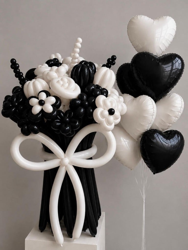 Blanc & Noir — Luxury Garden Balloon Bouquet by Balloons by H