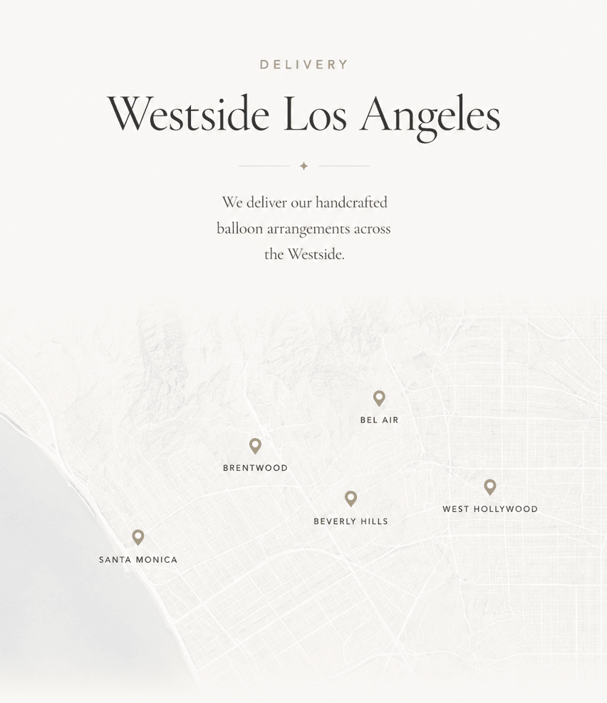 Delivery across Westside Los Angeles: Beverly Hills, Bel Air, Brentwood, West Hollywood, Santa Monica